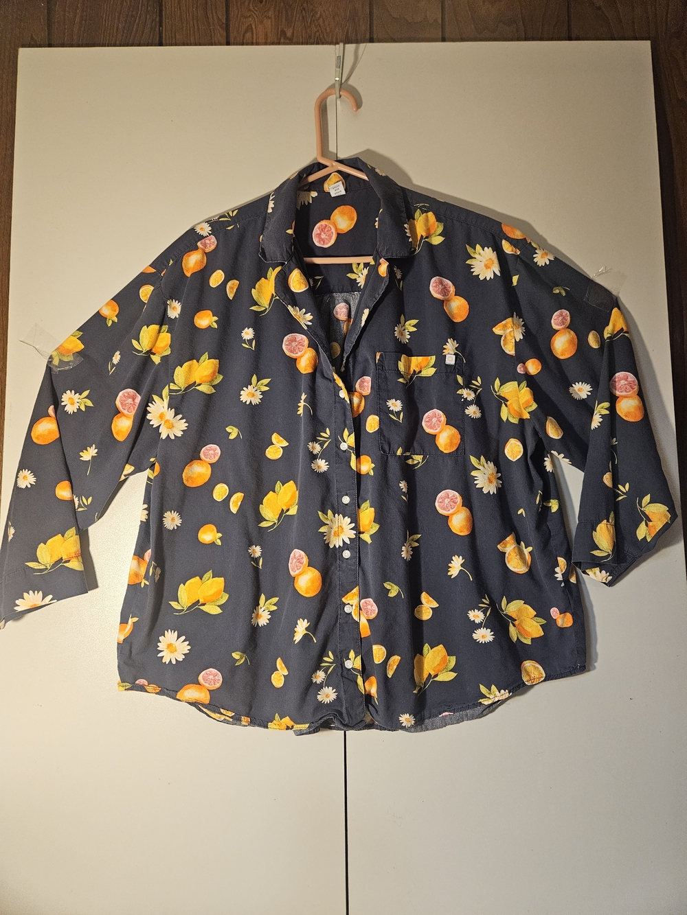 Only Navy Floral & Citrus Button-Up Blouse